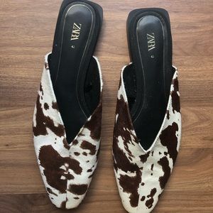 Zara Cow Print Mules